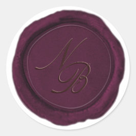 Eleganter Burgundy Wine Wax Siegel Monogram Sticke Runder Aufkleber