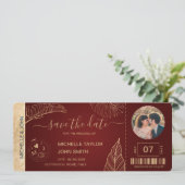 Eleganter Burgundy World Save the Date Boarding Pa Einladung (Stehend Vorderseite)