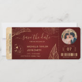 Eleganter Burgundy World Save the Date Boarding Pa Einladung (Vorderseite)