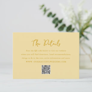 Eleganter Butter Yellow QR Code Moderne Hochzeit Begleitkarte