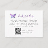 Eleganter Butterfly Baby Shower Book Request QR Co Begleitkarte (Vorderseite)