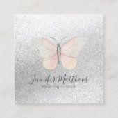 Eleganter Butterfly Glitzer Blush Quadratische Visitenkarte (Vorderseite)