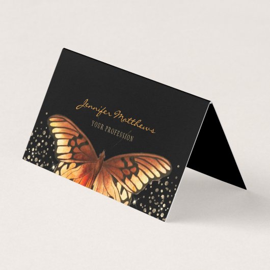 Eleganter Butterfly Glitzer Orange Black Visitenkarten (Vorderseite)