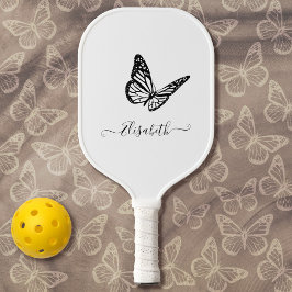 Eleganter Butterfly Niedlich Einfache Schwarz-Weiß Pickleball Schläger