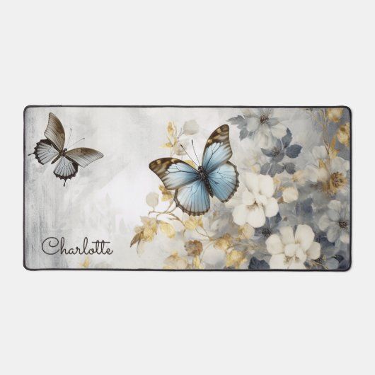 Eleganter Butterfly Personalisierter Name Schreibtischunterlage (Vorderseite)