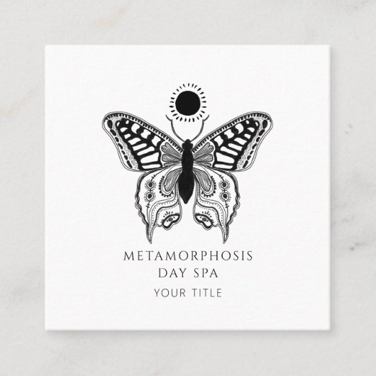Eleganter Butterfly Sun Day Wellness-Center Quadratische Visitenkarte (Vorderseite)