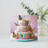 ELEGANTER BUTTERFLY THEMED GEBURTSTAGSKAKE KARTE (Stehend Vorderseite)