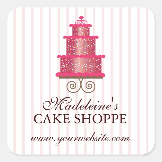 Eleganter Cake Custom Bakery Business Sticker (Vorderseite)