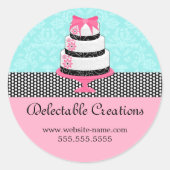 Eleganter Cake Damask Runder Aufkleber (Vorderseite)