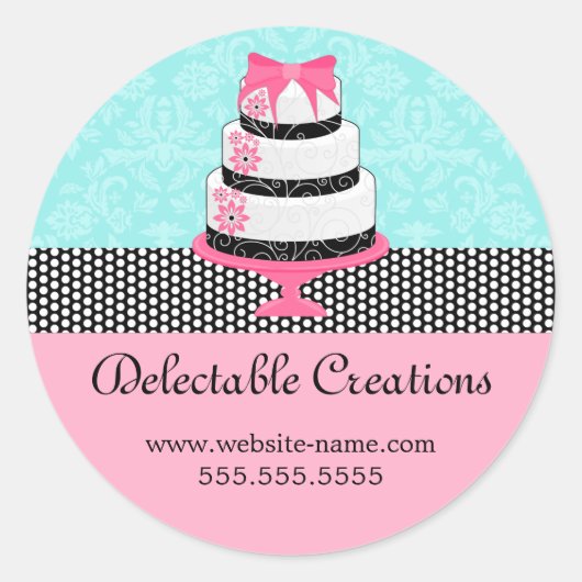 Eleganter Cake Damask Runder Aufkleber (Vorderseite)
