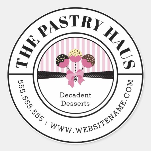Eleganter Cake Pops Kurveller Text Runder Aufkleber (Vorderseite)