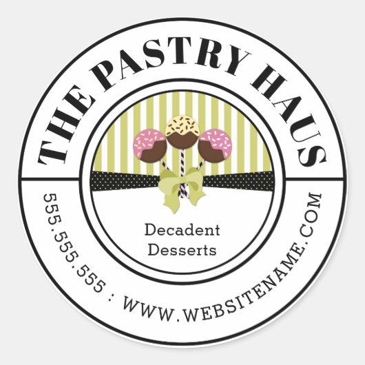 Eleganter Cake Pops Kurveller Text Runder Aufkleber (Vorderseite)