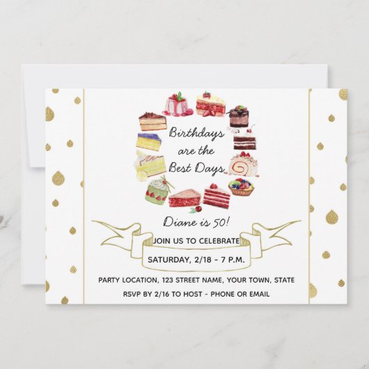 Eleganter Cake zum Geburtstag Einladung (Vorderseite)