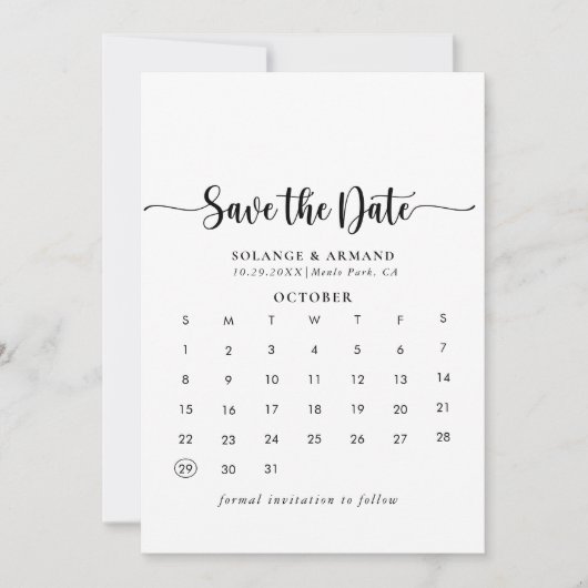 Eleganter Calligrafy Classic Save the Date Calenda (Vorderseite)