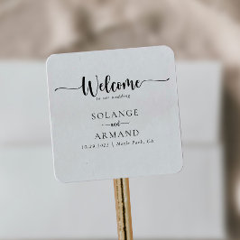 Eleganter Calligrafy Classic Wedding Welcome Quadratischer Aufkleber