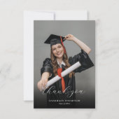 Eleganter Calligrafy Foto Abschluss Dankeskarte (Vorderseite)