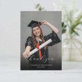 Eleganter Calligrafy Foto Abschluss Dankeskarte (Stehend Vorderseite)