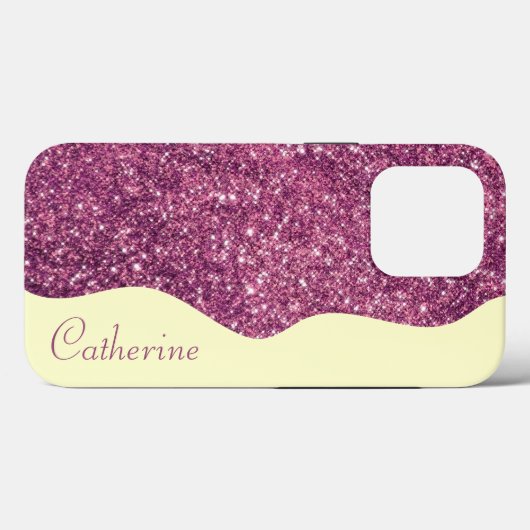 Eleganter Calligrafy Lila Tropfen Glitzer Custom Case-Mate iPhone Hülle (Rückseite (Horizontal))