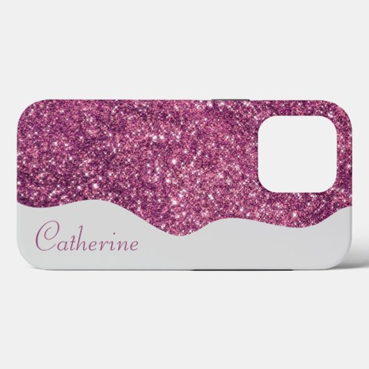 Eleganter Calligrafy Lila Tropfen Glitzer Custom Case-Mate iPhone Hülle (Rückseite (Horizontal))