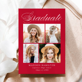 Eleganter Calligrafy Red 4 Foto Abschluss Ankündigung