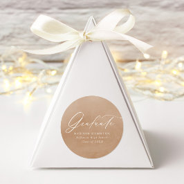 Eleganter Calligrafy Sand Watercolor Abschluss Runder Aufkleber