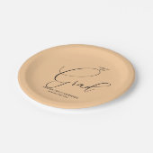 Eleganter Calligrafy Script-Abschluss Pappteller (Schrägansicht)