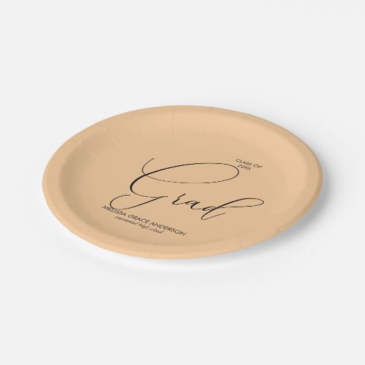 Eleganter Calligrafy Script-Abschluss Pappteller (Schrägansicht)