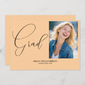 Eleganter Calligrafy Single Foto Abschluss Ankündigung (Vorne/Hinten)