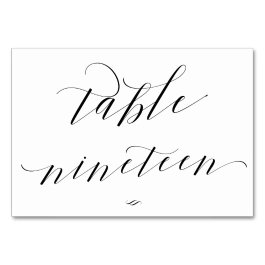 Eleganter Calligrafy Table Neunzehn Empfang Tischnummer (Vorderseite)