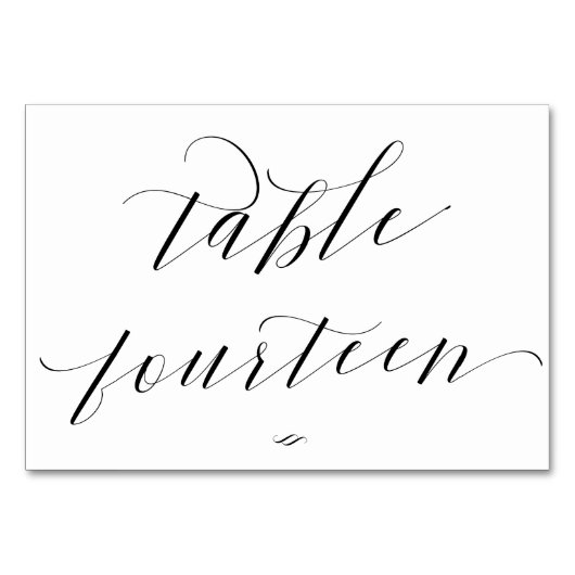 Eleganter Calligrafy Table Vierzehn Empfang Tischnummer (Rückseite)