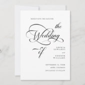 Eleganter Calligrafy Wedding QR Code Save The Date (Vorderseite)