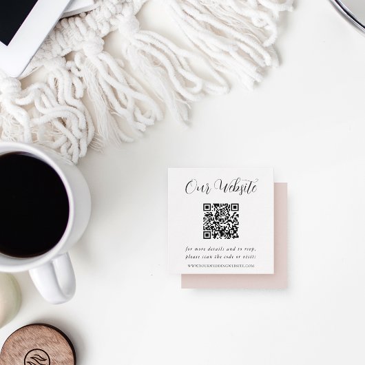 Eleganter Calligrafy Wedding Website QR Code Begleitkarte