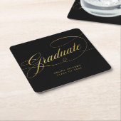 Eleganter Calligraphy Black and Gold Abschluss Squ Rechteckiger Pappuntersetzer (angewinkelt)