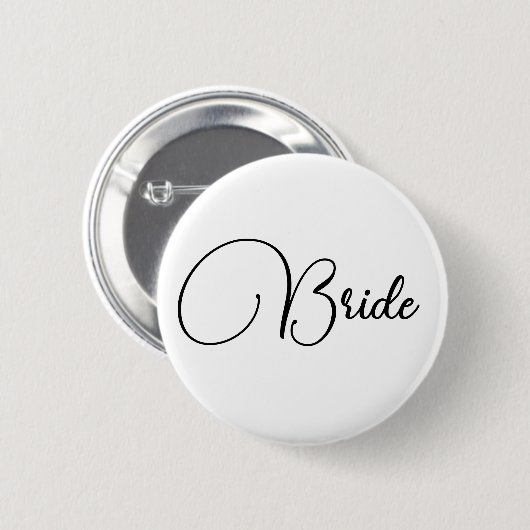 Eleganter Calligraphy Bride Junggeselinnen-Abschie Button (Vorne & Hinten)