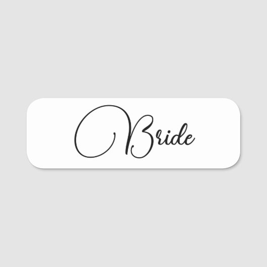 Eleganter Calligraphy Bride Junggeselinnen-Abschie Namensschild (Vorderseite)