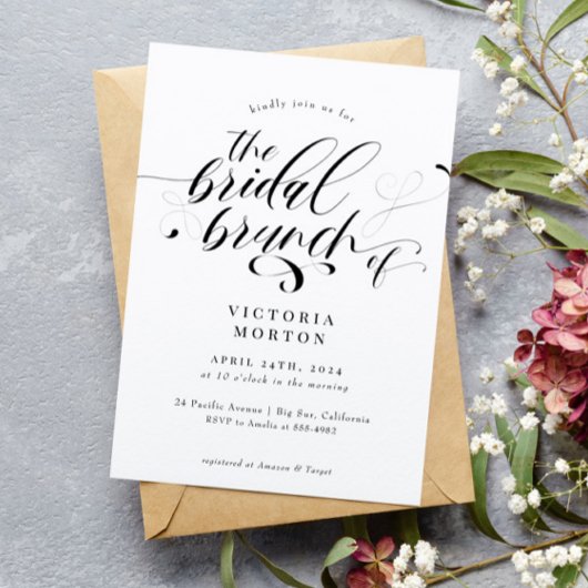 Eleganter Calligraphy Classic Bridal Brunch Einladung