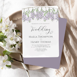 Eleganter Calligraphy Classic Floral Lilac Lavende Einladung