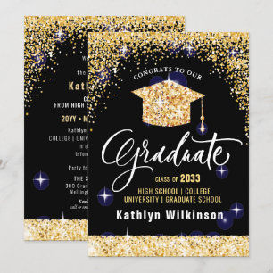 Eleganter Calligraphy Gold Glitzer Abschluss Ankündigung