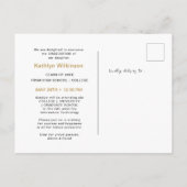 Eleganter Calligraphy Gold Glitzer Abschluss Ankündigungspostkarte (Rückseite)