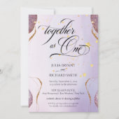 Eleganter Calligraphy Gold Glitzer Amethyst Modern Einladung (Vorderseite)