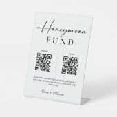 Eleganter Calligraphy Honeymoon Fund QR Code Weddi Sockelschild (Vorderseite)