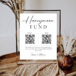 Eleganter Calligraphy Honeymoon Fund QR Code Weddi Sockelschild
