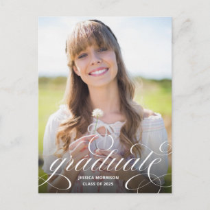 Eleganter Calligraphy Overlay Foto Abschluss Postkarte