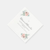 Eleganter Calligraphy Pink Floral Wedding Cocktail Serviette (Ecke)