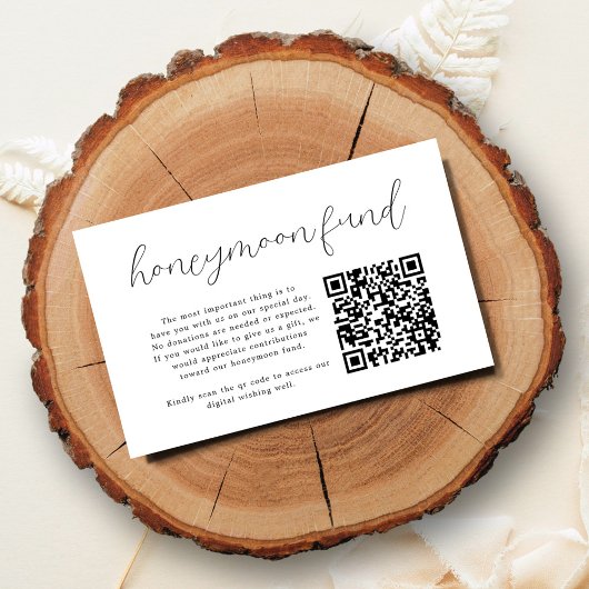 Eleganter Calligraphy Qr Code Honeymoon Fund Begleitkarte
