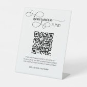 Eleganter Calligraphy Script Honeymoon Fund QR Cod Sockelschild (Vorderseite)