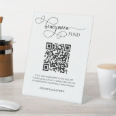 Eleganter Calligraphy Script Honeymoon Fund QR Cod Sockelschild (In SItu)