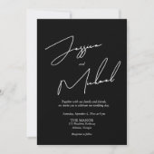 Eleganter Callligrafy Black and White QR Code Einladung (Vorderseite)