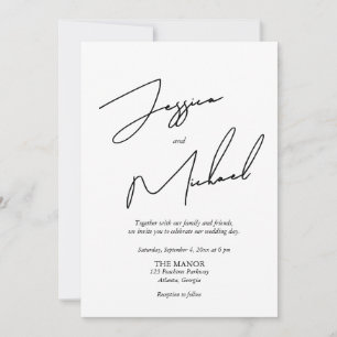 Eleganter Callligrafy Black auf White QR Code Einladung