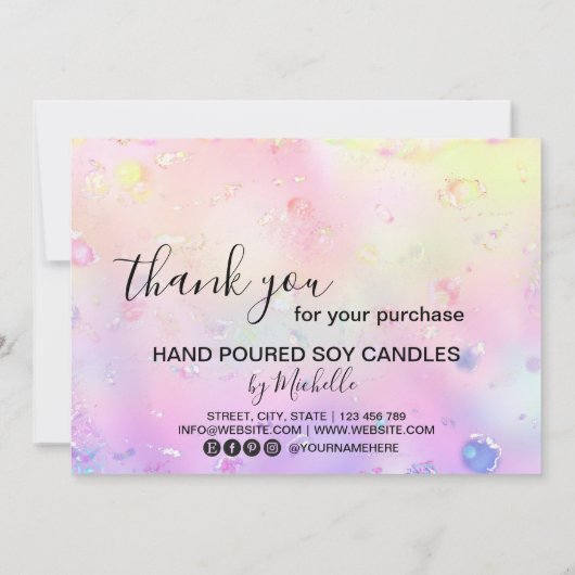 Eleganter Candle Care Dankeschön Logo-Hinzufügen Dankeskarte (Rückseite)